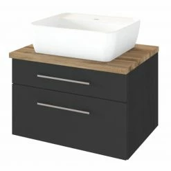 Waschtisch DAVOS - grafitgrau - Wotaneiche - 60 cm breit