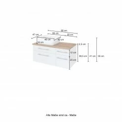 Waschtisch DAVOS - weiß - inklusive Becken - 90 cm breit 6 Waschtisch DAVOS - weiß - inklusive Becken - 90 cm breit -Baumarkt Verkaufsgeschäft 9004361900 03 1600Wx1600H