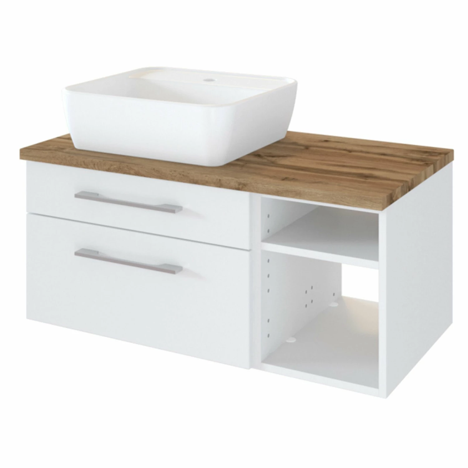 Waschtisch DAVOS - weiß - inklusive Becken - 90 cm breit 1 Waschtisch DAVOS - weiß - inklusive Becken - 90 cm breit