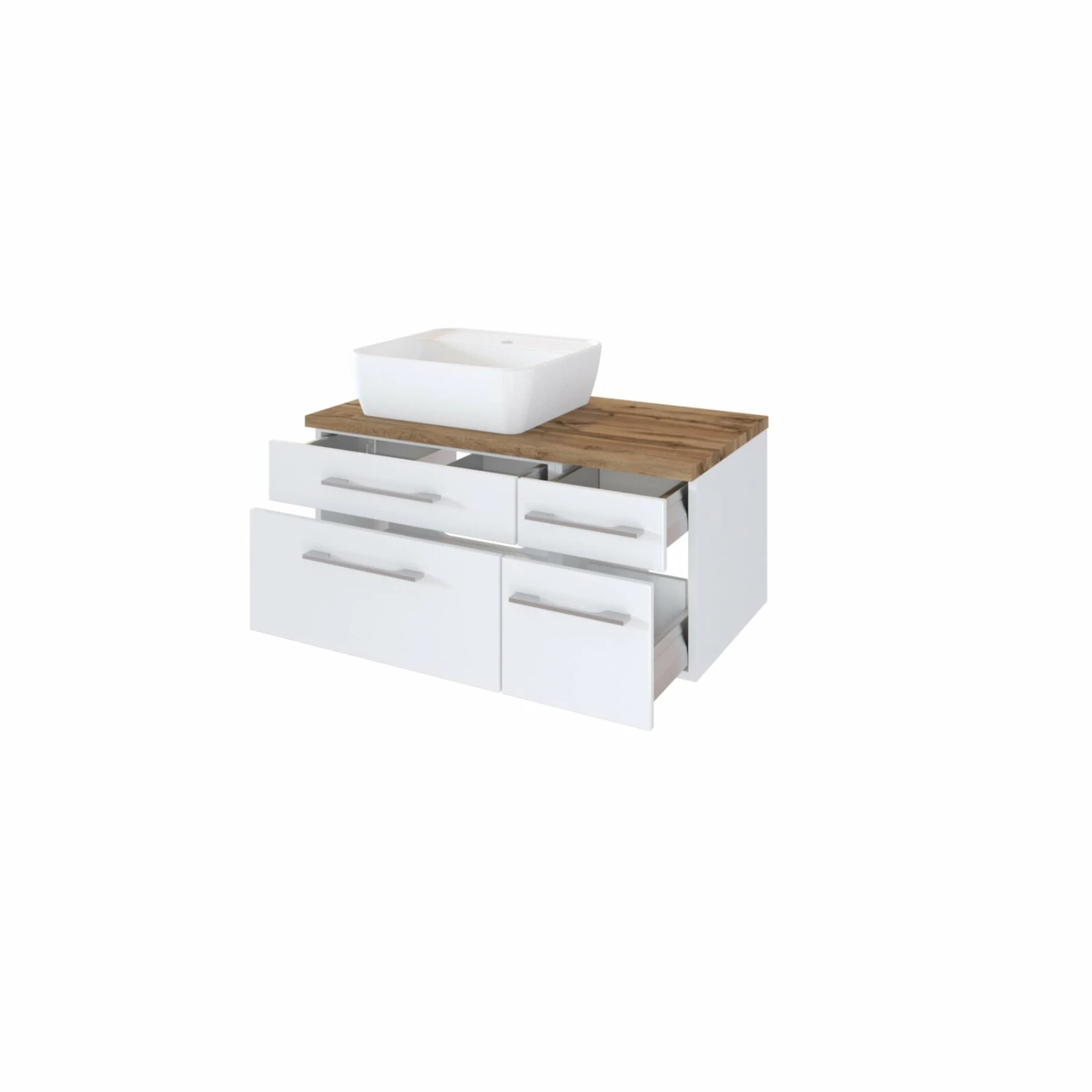 Waschtisch DAVOS - weiß - 2 Schubkästen - Becken links - 90 cm breit 3 Waschtisch DAVOS - weiß - 2 Schubkästen - Becken links - 90 cm breit – Bild 3