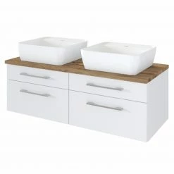 Waschtisch DAVOS - weiß - 2 Becken - 120 cm breit