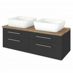 Waschtisch DAVOS - grafitgrau - 2 Becken - 120 cm breit