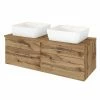 Waschtisch DAVOS - Wotaneiche - 2 Becken - 120 cm breit