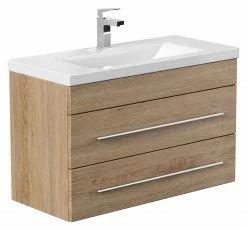 Waschtisch PORTUS - Eiche hell - mit Waschbecken - 2 Schubkästen - 80 cm