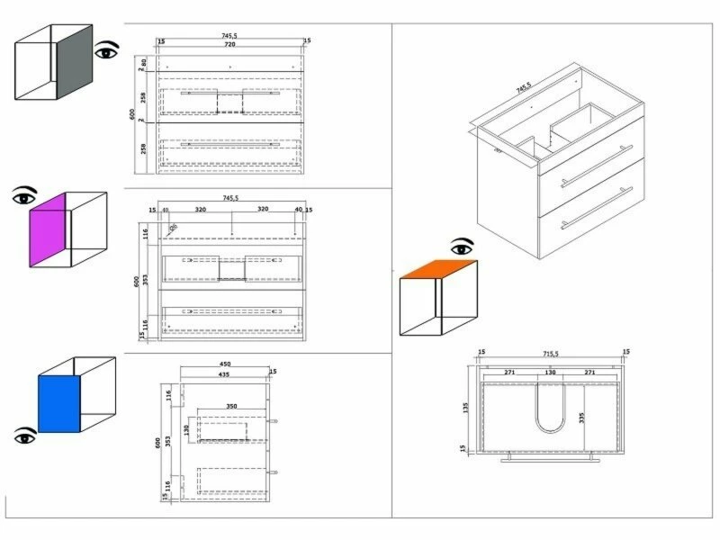 Waschtisch ARTEMIS - Eiche hell - mit Waschbecken - 75,5 cm 3 Waschtisch ARTEMIS - Eiche hell - mit Waschbecken - 75,5 cm – Bild 3