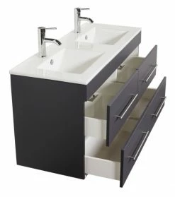 Doppelwaschtisch - anthrazit seidenglanz-anthrazit - 2 Waschbecken - 122 cm -Baumarkt Verkaufsgeschäft 9004394100 03 1600Wx1600H