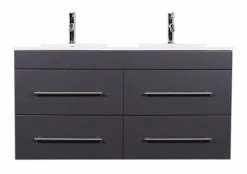 Doppelwaschtisch - anthrazit seidenglanz-anthrazit - 2 Waschbecken - 122 cm -Baumarkt Verkaufsgeschäft 9004394100 04 1600Wx1600H