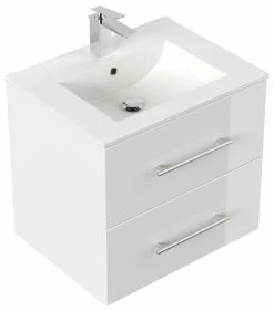 Waschtisch HOMELINE 60 - weiß Hochglanz - mit Waschbecken - 61 cm