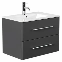 Waschtisch HOMELINE 70 - anthrazit Seidenglanz - mit Waschbecken - 71 cm