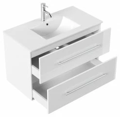 Waschtisch HOMELINE - weiß Hochglanz - mit Waschbecken - 90 cm -Baumarkt Verkaufsgeschäft 9004399700 03 1600Wx1600H