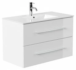 Waschtisch HOMELINE - weiß Hochglanz - mit Waschbecken - 90 cm