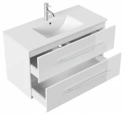 Waschtisch HOMELINE - weiß Hochglanz - mit Waschbecken - 100 cm -Baumarkt Verkaufsgeschäft 9004400100 03 1600Wx1600H