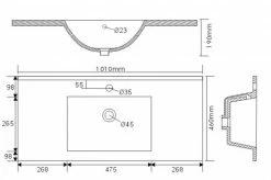 Waschtisch HOMELINE - weiß Hochglanz - mit Waschbecken - 100 cm -Baumarkt Verkaufsgeschäft 9004400100 04 1600Wx1600H