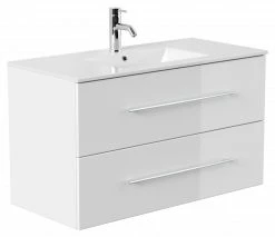 Waschtisch HOMELINE - weiß Hochglanz - mit Waschbecken - 100 cm