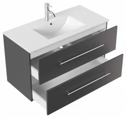 Waschtisch HOMELINE - anthrazit Seidenglanz - mit Waschbecken - 100 cm -Baumarkt Verkaufsgeschäft 9004400200 03 1600Wx1600H