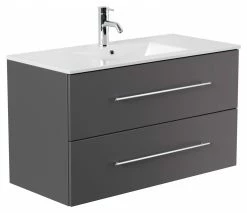 Waschtisch HOMELINE - anthrazit Seidenglanz - mit Waschbecken - 100 cm