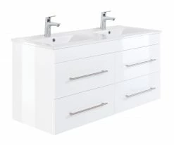 Doppelwaschtisch HOMELINE - weiß Hochglanz - 2 Waschbecken - 120 cm