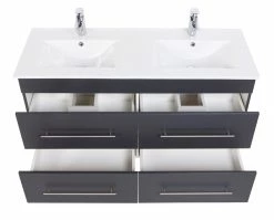 Doppelwaschtisch HOMELINE - anthrazit Seidenglanz - 2 Waschbecken - 120 cm 6 Doppelwaschtisch HOMELINE - anthrazit Seidenglanz - 2 Waschbecken - 120 cm -Baumarkt Verkaufsgeschäft 9004400600 03 1600Wx1600H