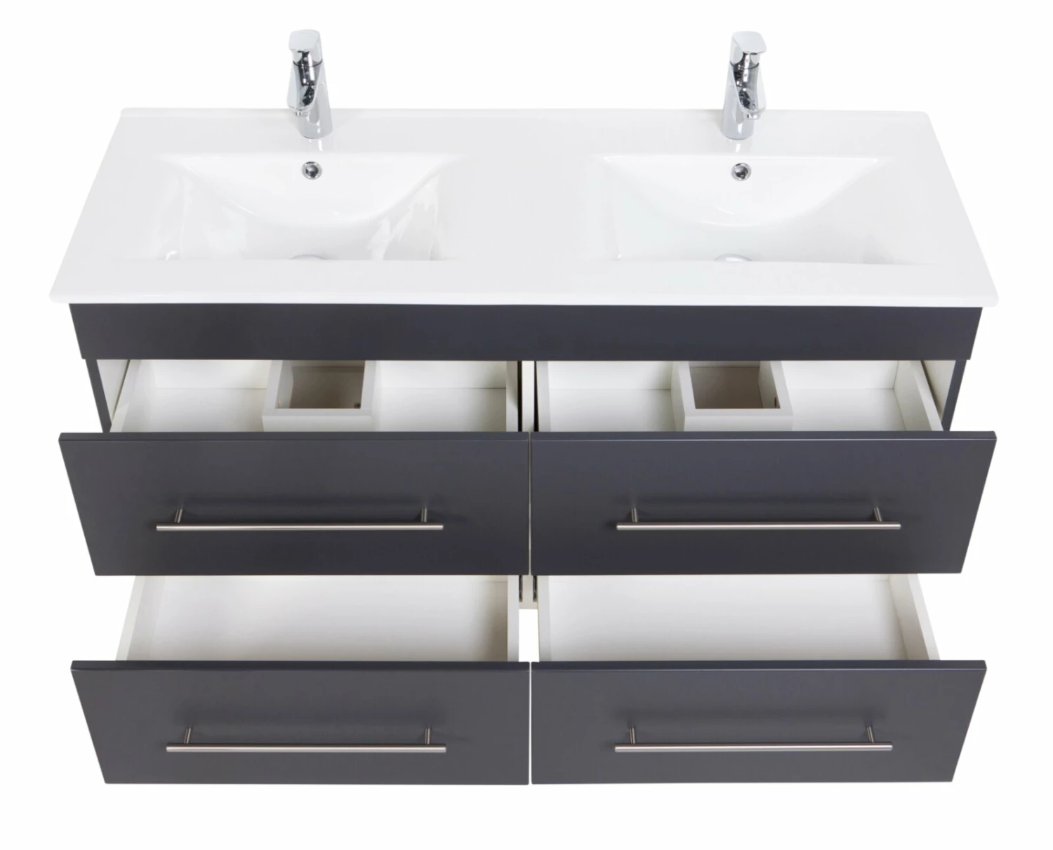 Doppelwaschtisch HOMELINE - anthrazit Seidenglanz - 2 Waschbecken - 120 cm 3 Doppelwaschtisch HOMELINE - anthrazit Seidenglanz - 2 Waschbecken - 120 cm – Bild 3