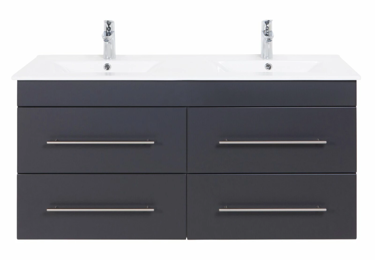 Doppelwaschtisch HOMELINE - anthrazit Seidenglanz - 2 Waschbecken - 120 cm 4 Doppelwaschtisch HOMELINE - anthrazit Seidenglanz - 2 Waschbecken - 120 cm – Bild 4