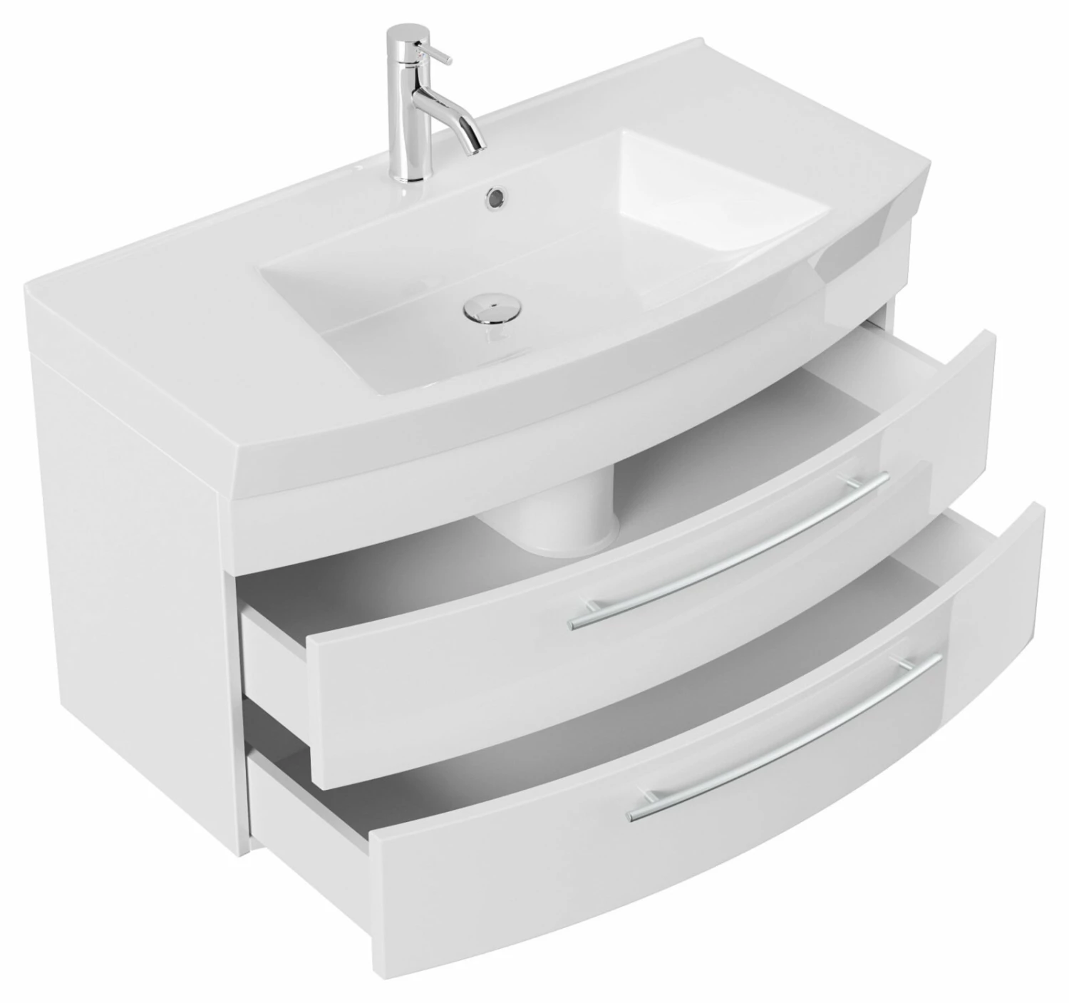 Waschtisch - weiß Hochglanz - mit Waschbecken - 100 cm 2 Waschtisch - weiß Hochglanz - mit Waschbecken - 100 cm – Bild 2