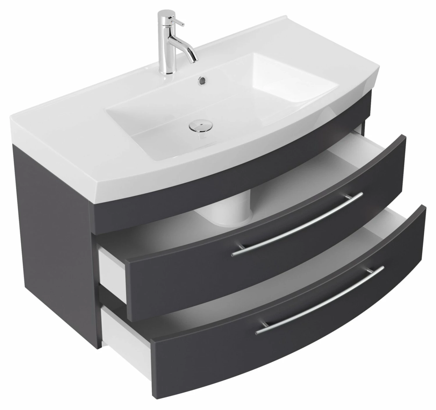 Waschtisch - anthrazit seidenglanz - mit Waschbecken - 100 cm 2 Waschtisch - anthrazit seidenglanz - mit Waschbecken - 100 cm – Bild 2