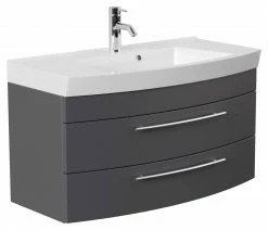 Waschtisch - anthrazit seidenglanz - mit Waschbecken - 100 cm