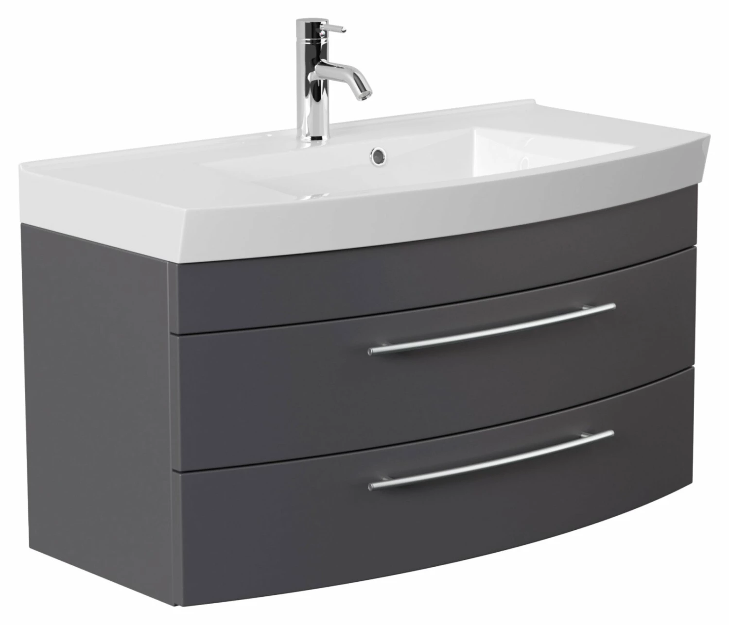 Waschtisch - anthrazit seidenglanz - mit Waschbecken - 100 cm 1 Waschtisch - anthrazit seidenglanz - mit Waschbecken - 100 cm