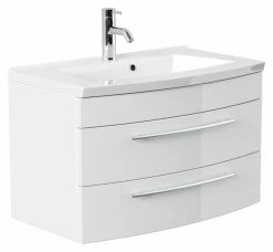 Waschtisch - weiß Hochglanz - mit Waschbecken - 82 cm