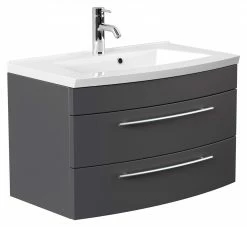 Waschtisch - anthrazit seidenglanz - mit Waschbecken - 82 cm