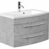 Waschtisch - Betonoptik - mit Waschbecken - 82 cm