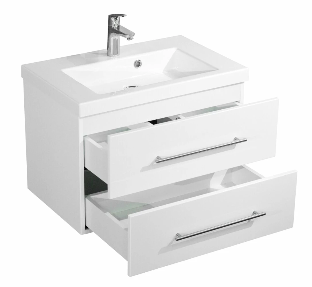 Waschtisch AURORA - weiß Hochglanz-weiß - mit Waschbecken - 70 cm 2 Waschtisch AURORA - weiß Hochglanz-weiß - mit Waschbecken - 70 cm – Bild 2