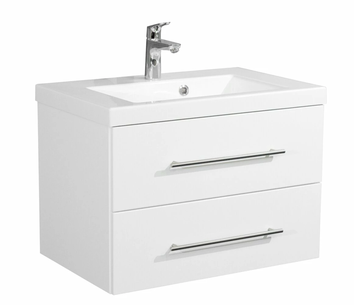 Waschtisch AURORA - weiß Hochglanz-weiß - mit Waschbecken - 70 cm 1 Waschtisch AURORA - weiß Hochglanz-weiß - mit Waschbecken - 70 cm