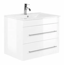 Waschtisch ARTEMIS - weiß Hochglanz-weiß - mit Waschbecken - 75,5 cm