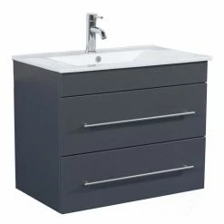 Waschtisch ARTEMIS - anthrazit seidenglanz-anthrazit - mit Waschbecken - 75,5 cm