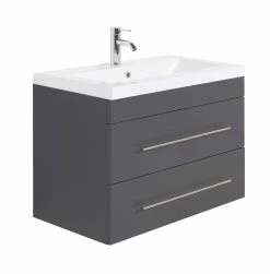 Waschtisch AURORA - anthrazit seidenglanz-anthrazit - mit Waschbecken - 86 cm