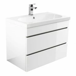 Waschtisch KALI - weiß Hochglanz - grifflos - 70 cm