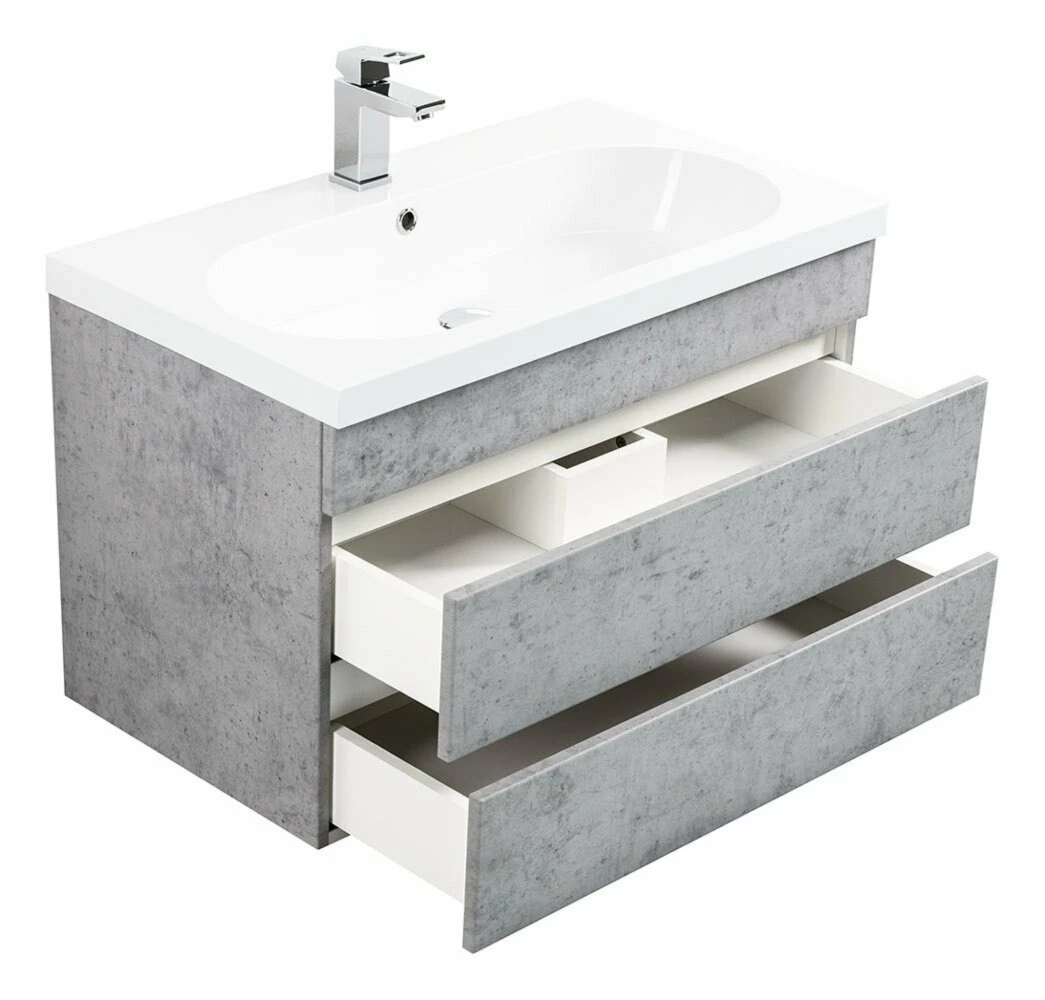 Waschtisch KALI - Betonoptik - grifflos - 70 cm 2 Waschtisch KALI - Betonoptik - grifflos - 70 cm – Bild 2
