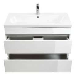 Waschtisch KALI - weiß Hochglanz-weiß - grifflos - 90 cm -Baumarkt Verkaufsgeschäft 9004407100 03 1600Wx1600H