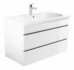 Waschtisch KALI - weiß Hochglanz-weiß - grifflos - 90 cm