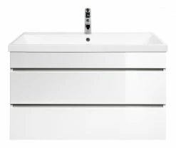 Waschtisch FELINI - weiß Hochglanz-weiß - grifflos - 90 cm -Baumarkt Verkaufsgeschäft 9004407400 04 1600Wx1600H