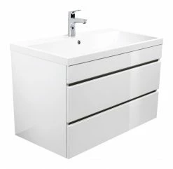 Waschtisch FELINI - weiß Hochglanz-weiß - grifflos - 90 cm