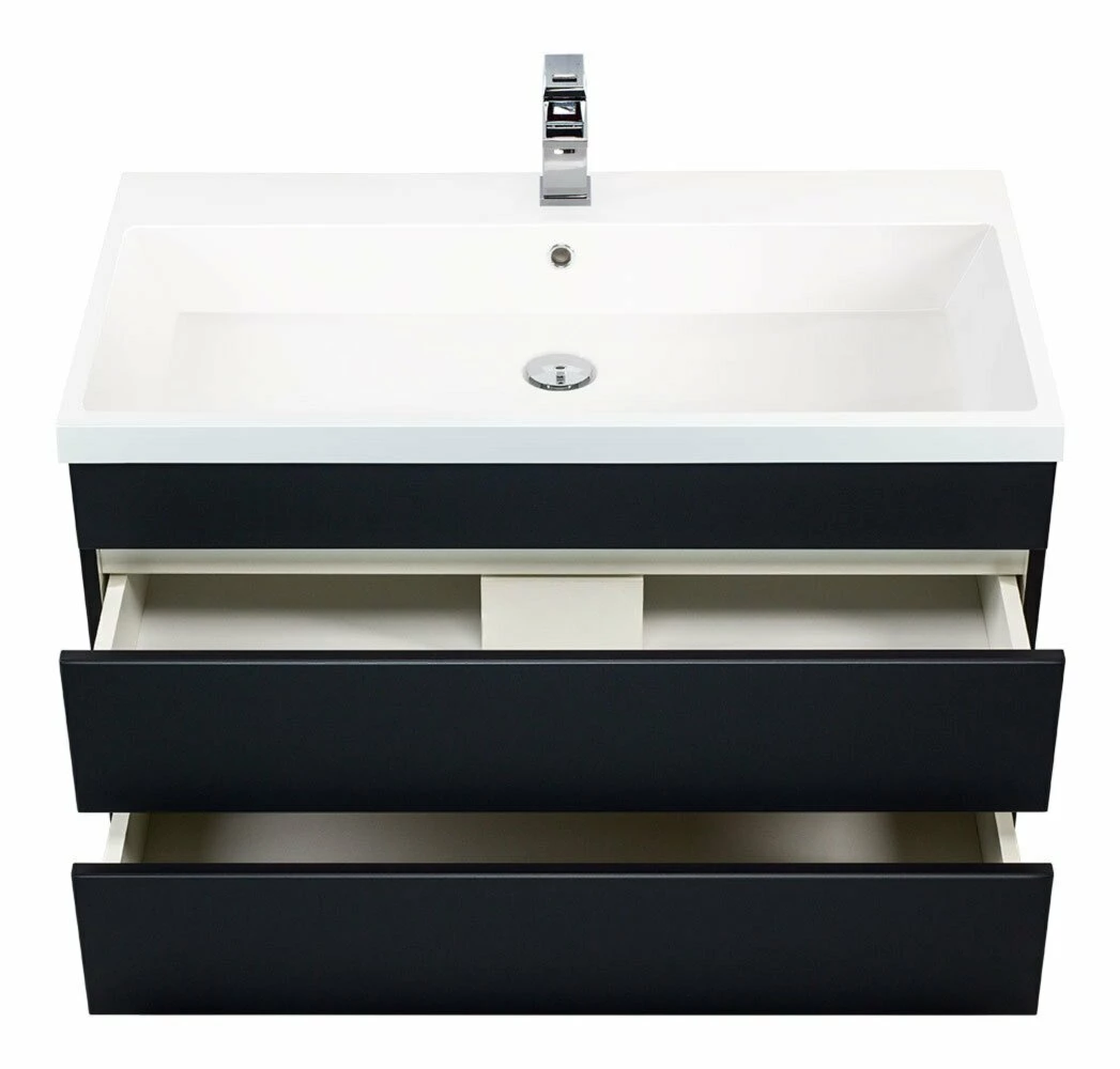 Waschtisch FELINI - anthrazit seidenglanz-anthrazit - grifflos - 90 cm 3 Waschtisch FELINI - anthrazit seidenglanz-anthrazit - grifflos - 90 cm – Bild 3