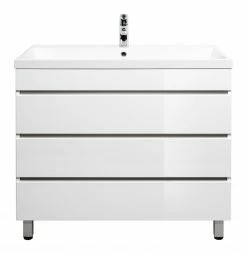 Stand-Waschtisch FELINI - weiß Hochglanz-weiß - grifflos - 90 cm -Baumarkt Verkaufsgeschäft 9004407700 04 1600Wx1600H