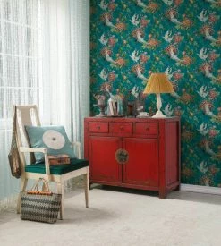 Vliestapete ASIAN FUSION - blau-orange - 10 Meter -Baumarkt Verkaufsgeschäft 9004497900 04 1600Wx1600H