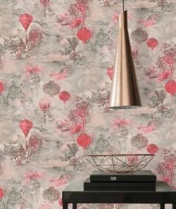 Vliestapete ASIAN FUSION - rosa-rot - 10 Meter -Baumarkt Verkaufsgeschäft 9004498600 04 1600Wx1600H