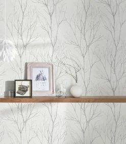 Vliestapete BLOOMING - weiß-grau - 10 Meter -Baumarkt Verkaufsgeschäft 9004515500 04 1600Wx1600H