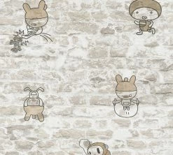 Papiertapete BOYS & GIRLS 6 - beige-grau - 10 Meter
