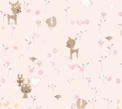 Papiertapete BOYS & GIRLS 6 - rosa-grün - 10 Meter