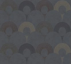 Vliestapete RETRO - schwarz metallic - 10 Meter